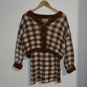 Rust and White Houndstooth Matching Set
